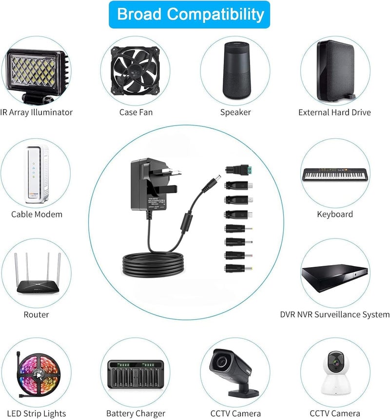 TKDY 5V 3A Power Supply,5 Volt 3A 2.5A 2A 1.5A 1A 0.5A 0.3A AC DC Adapter for Android Tablets Webcam Digital Cameras Routers Toys Recorder Bluetooth Speaker TV Box GPS and More 5V Electronics - Image 2