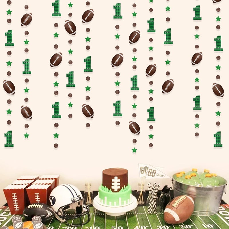 Pinkblume Football 1st Birthday Party Decorations - Glitter Star Circle Dot Football Theme Garland with Polka Dots, Stars and Streamers for Boys 1st Year Celebration - Image 5