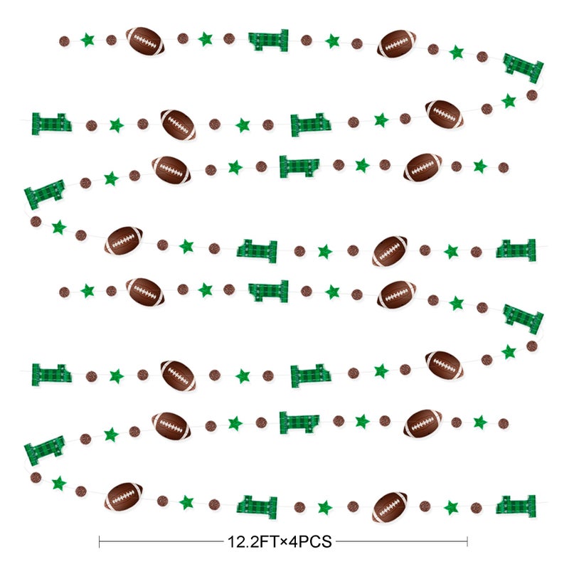 Pinkblume Football 1st Birthday Party Decorations - Glitter Star Circle Dot Football Theme Garland with Polka Dots, Stars and Streamers for Boys 1st Year Celebration - Image 2