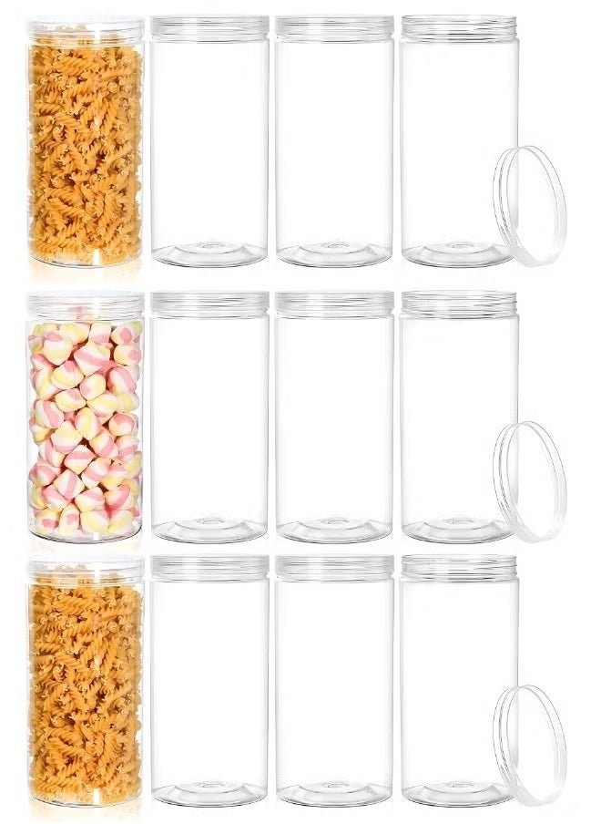 Generic - ASAQ Clear Plastic Jars, Empty Candy Storage Jars 96x1500ml, 28.5cm Height x 28.4cm Width Reusable Jar with Clear Airtight Lids, Large Round Dry Food Container for Home Kitchen Organization Nuts Noodles Made in Saudi Arabia - Image 1