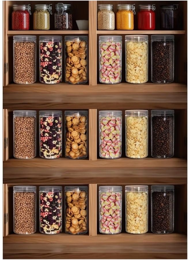Generic - ASAQ Clear Plastic Jars, Empty Candy Storage Jars 96x1500ml, 28.5cm Height x 28.4cm Width Reusable Jar with Clear Airtight Lids, Large Round Dry Food Container for Home Kitchen Organization Nuts Noodles Made in Saudi Arabia - Image 1