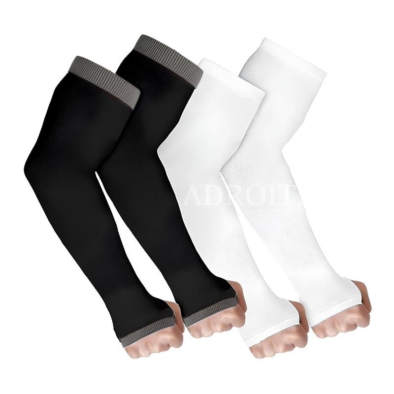 ADROITZ Pro-Rider Cooling Arm Sleeves for Men, Women & Teenagers UV Sun Protection Hand Sleeves with Thumb Breathable, Moisture-Wicking Arm Cover for Bike Riding Cycling Running Cricket Outdoor Sports - Image 1