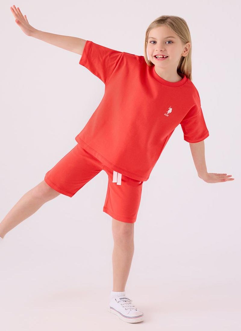 U.S. Polo Assn. U.S. Polo Assn. Girls Red Bermuda Set - Image 3
