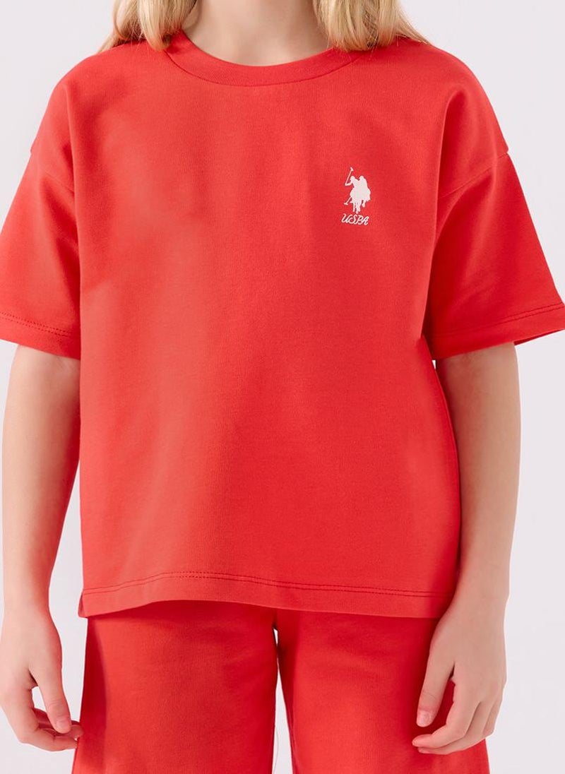 U.S. Polo Assn. U.S. Polo Assn. Girls Red Bermuda Set - Image 4