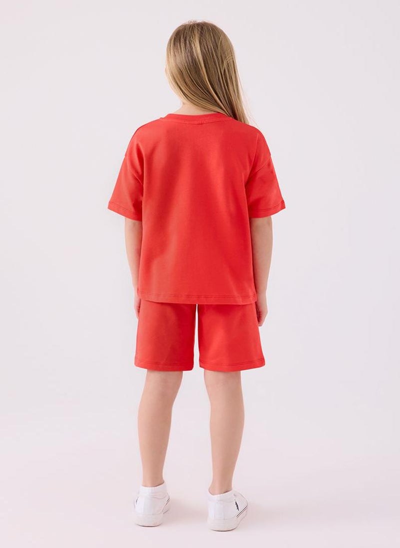 U.S. Polo Assn. U.S. Polo Assn. Girls Red Bermuda Set - Image 5