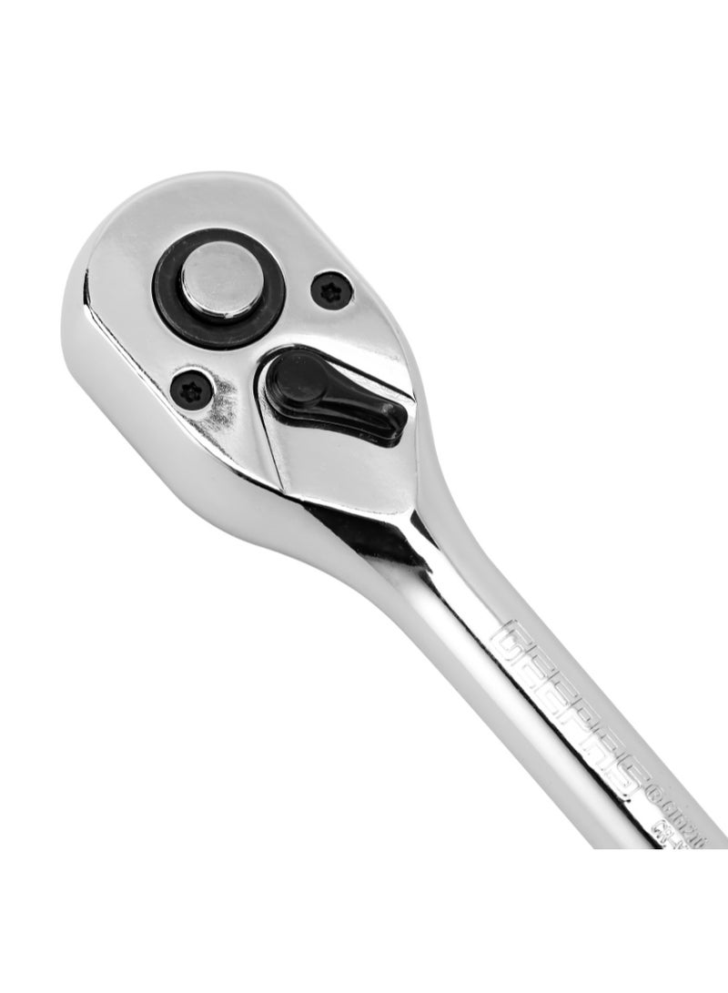 Geepas Toolz 1/2" Ratchet Handle- GT61211/ with Polished-Handle, Chrome Vanadium Construction with Mirror Finish/ 72 Teeth, Ideal for Automotive Repairs, DIY Projects, Maintenance, Mechanical Works, Plumbing, etc./ Silver - Image 5