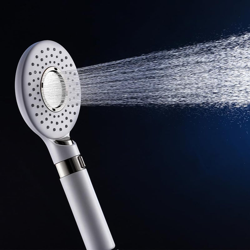 Mila India MILA Blanc Hand Shower MBHC0204WT Matt White Hand Shower Multi Function 3 Function Filter Shower RainCenter WaterSlow Stop Water 120 260mm Hose 15 metres - Image 1