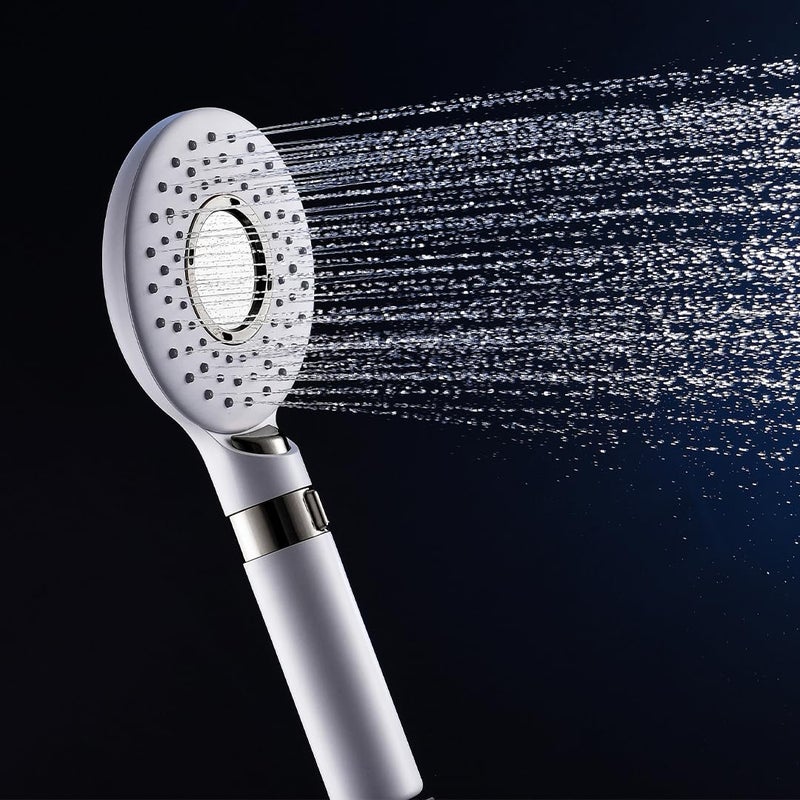 Mila India MILA Blanc Hand Shower MBHC0204WT Matt White Hand Shower Multi Function 3 Function Filter Shower RainCenter WaterSlow Stop Water 120 260mm Hose 15 metres - Image 3