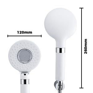 Mila India MILA Blanc Hand Shower MBHC0204WT Matt White Hand Shower Multi Function 3 Function Filter Shower RainCenter WaterSlow Stop Water 120 260mm Hose 15 metres - Image 5