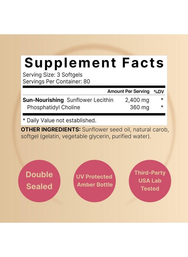 NatureBell Sunflower Lecithin 2,400mg, 240 Softgels | Infused with Non-GMO Sunflower Seed Oil - Rich in Phosphatidyl Choline - No Soy, No Gluten - Image 2