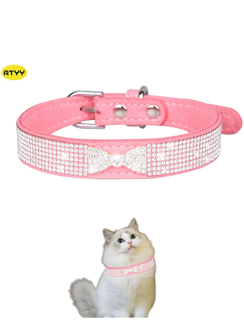 RTYY Cat Collar with Diamonds, Rhinestone Pet Collar Elastic Adjustable Collar Cat and Dog Small Pet Necklace Jewelry - Image 1