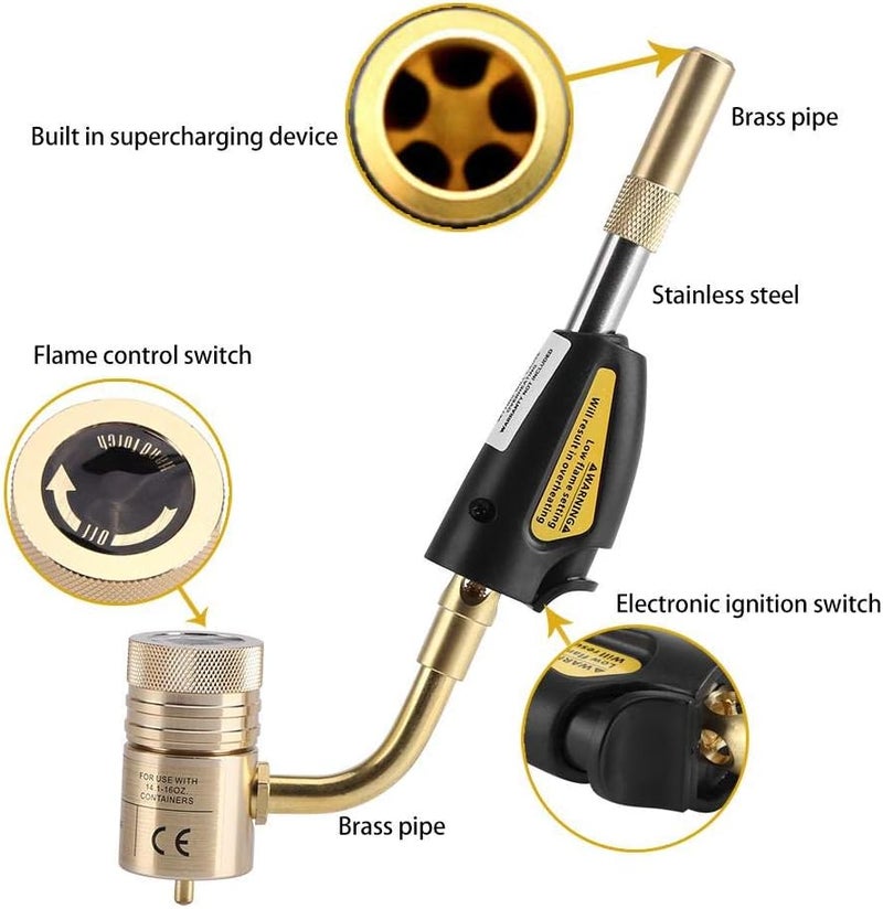 klarako Torch Swirl, Gas Self-Ignition Turbo Torch Tip Regulator Brazing Soldering Welding Plumbing Gun Tool Adjustable Swirl Flame - Image 1