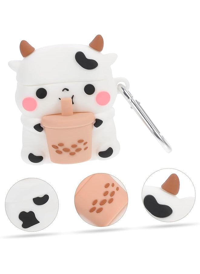 erorex - Cute Wireless Earphone Case Airpods 3 Case With Keychain Boba Tea Cow Funny 3D Cartoon Animal Case Soft Pvc Fun Protection Shockproof Charging Case Earphone Cover - Image 1