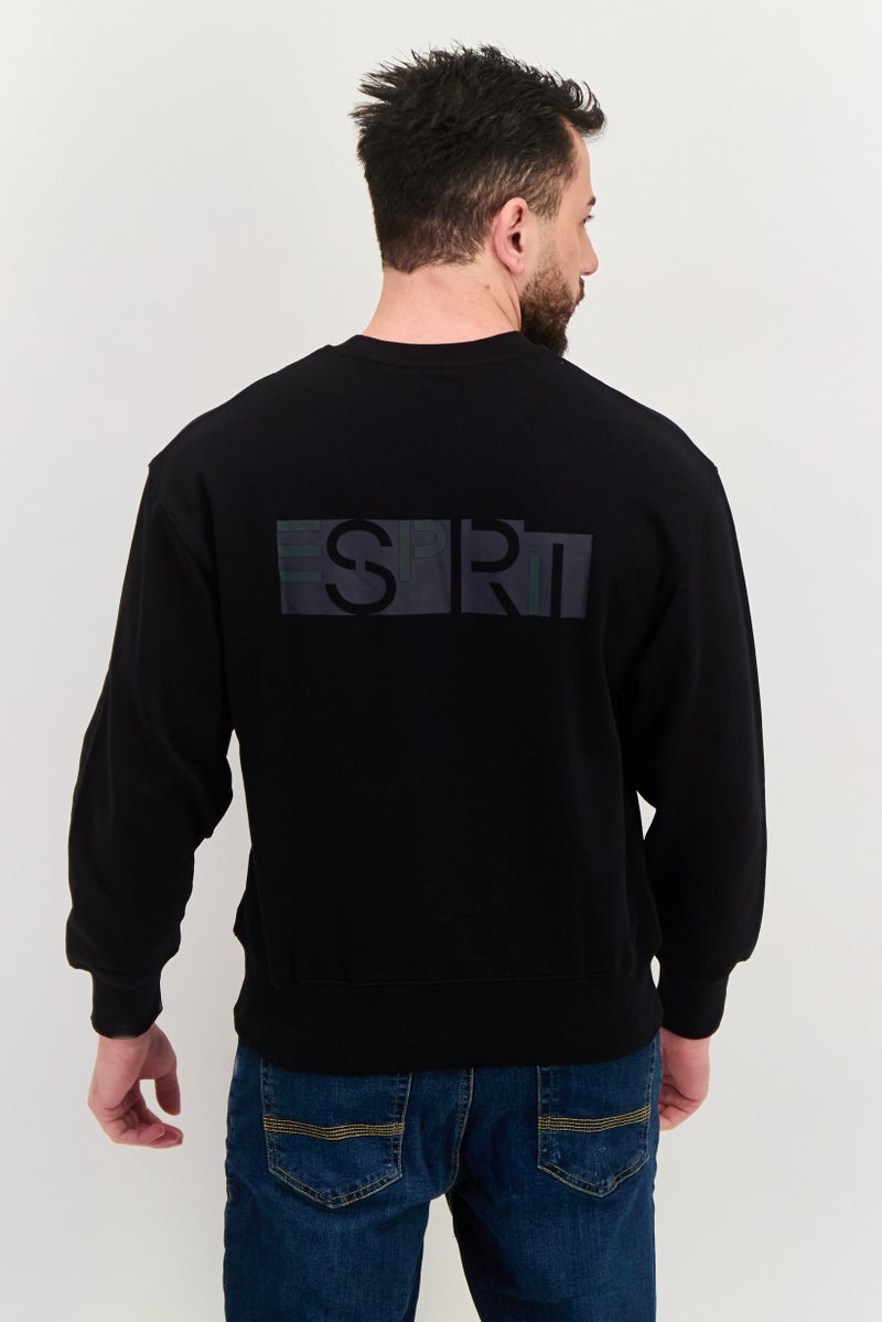 ESPRIT Men Crew Neck Solid Long Sleeves Sweatshirt, Black - Image 4