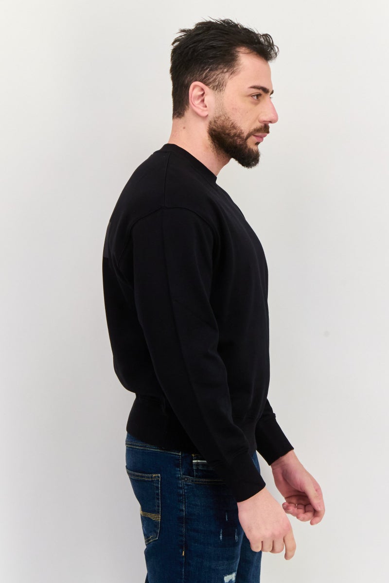ESPRIT Men Crew Neck Solid Long Sleeves Sweatshirt, Black - Image 2
