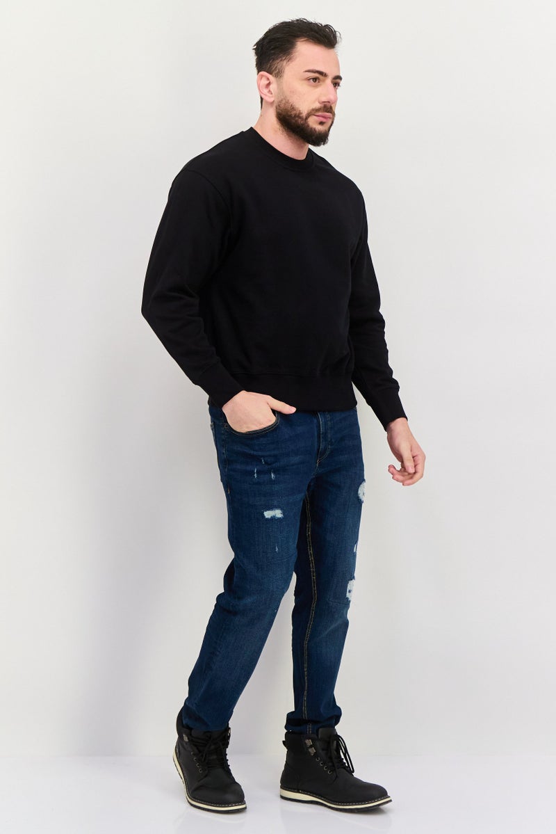 ESPRIT Men Crew Neck Solid Long Sleeves Sweatshirt, Black - Image 3