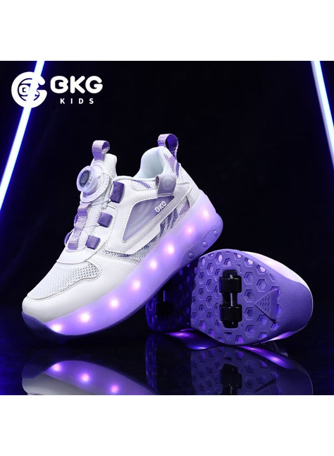 Bkg Kids' Summer New Breathable Running Shoes For Boys And Girls Students Zyq24311-b16 White Purple Size 36 - Image 1