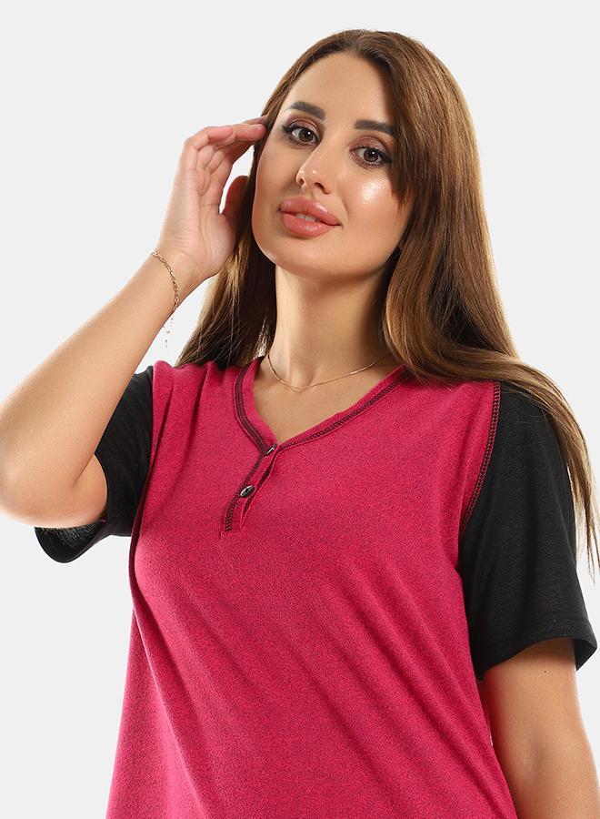 kady Odd Sleeves Sleepshirt Heather Reddish Fuchsia & Black women fushia*black 2XL - Image 4