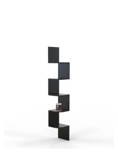 Wooden Twist Wooden Twist Wooden Zigzag Wall Mount Floating Corner Wall Shelf Black  - Image 2