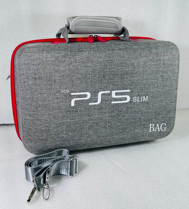 PSS Storage Bag for PS5 Slim, Hard Travel Carrying Case Compatible for PS5 Slim, Waterproof Shoulder Bag with Both Side Compartments Travel Accessories for PS5 Slim Disk/ Digital (Grey) - Image 1