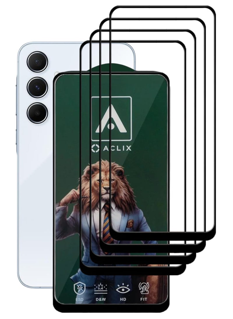 ACLIX 4 Pieces Antistatic ESD Dustproof Premium Quality High Definition Tempered Glass Screen Protector Designed For Samsung Galaxy A55 - Image 1