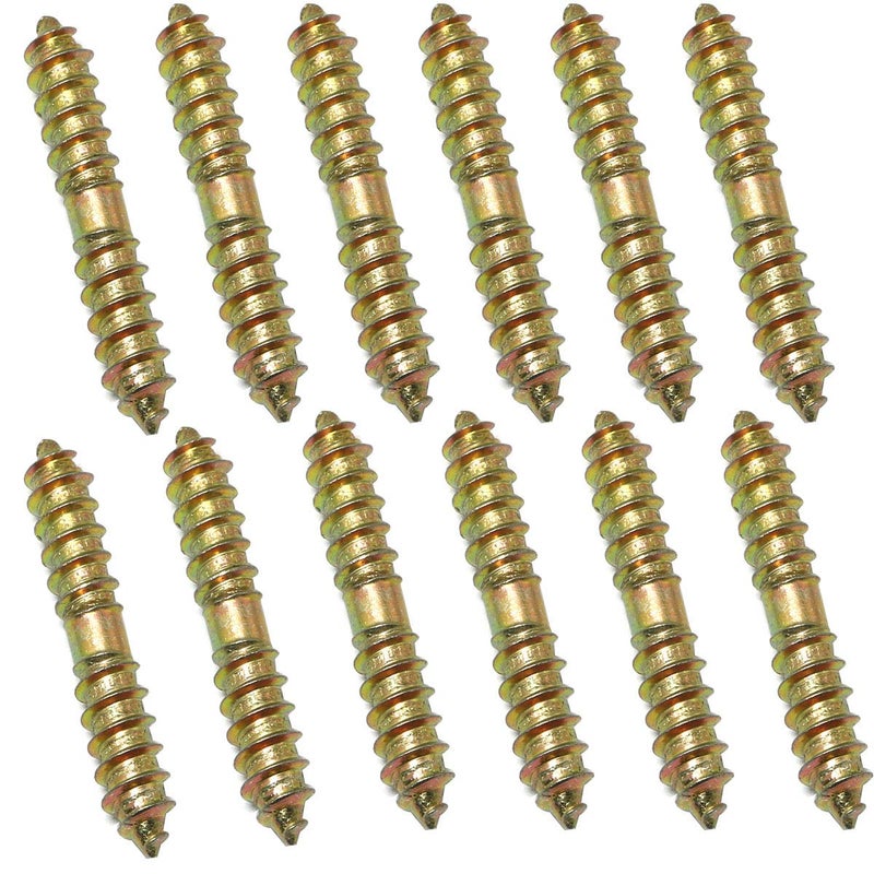 PZRT 12pcs 6x40MM Dowel Screw Zinc Plated Iron Double Ended Screw Self Tapping Furniture Screw - Image 5