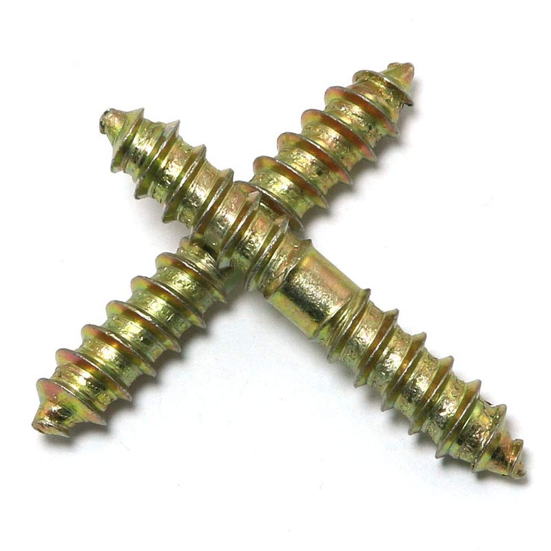 PZRT 12pcs 6x40MM Dowel Screw Zinc Plated Iron Double Ended Screw Self Tapping Furniture Screw - Image 4