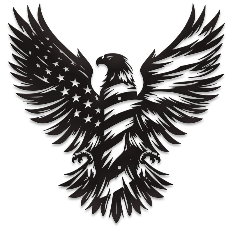 Xedatric Metal Eagle American Flag Wall Decor Intricate Design with Stars And StripesPatriotic American Bald Eagle Metal Wall ArtPatriotic Gift for 4th of July And Independence Day Decor - Image 2