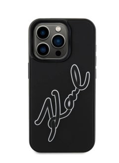كارل لاغرفيلد جراب iPhone 16 Pro Max مع شعار مطاطي ثلاثي الأبعاد من مادة البولي يوريثان / حماية من السقوط / تصميم نحيف / غطاء خلفي خفيف الوزن - أسود  - Image 1
