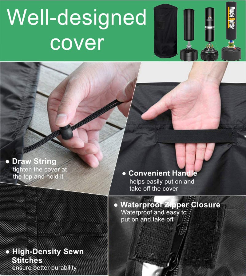 Falezern Freestanding Punching Bag Cover, Falezern Standing Boxing Bag Cover Outdoor Waterproof, Adjustable Thickened Heavy Punching Bag Protective Cover for Freestanding Heavy Bag, Kickboxing Bag. - Image 5