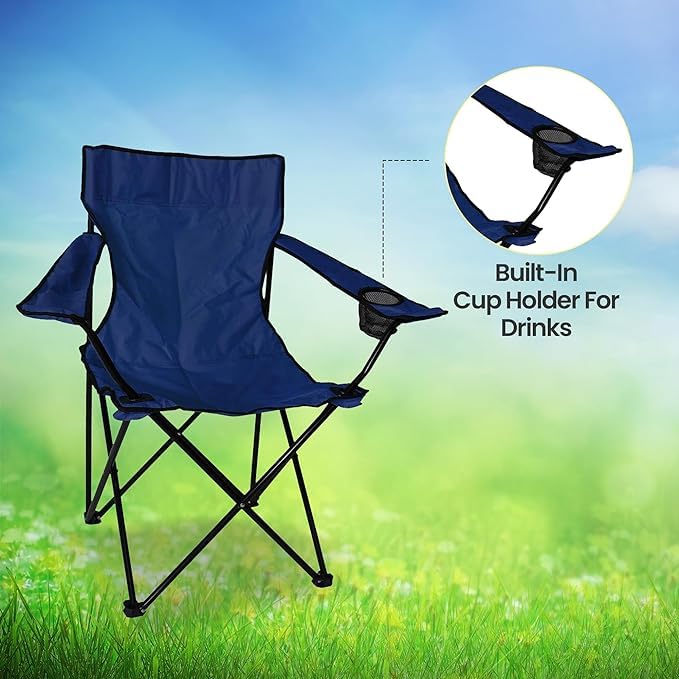 Flygon Camping Folding Chair Outdoor Garden Picnic Travelling Lawn Patio Outdoor Collapsible Chairs with Carrying Bag Polystyrene - Image 4