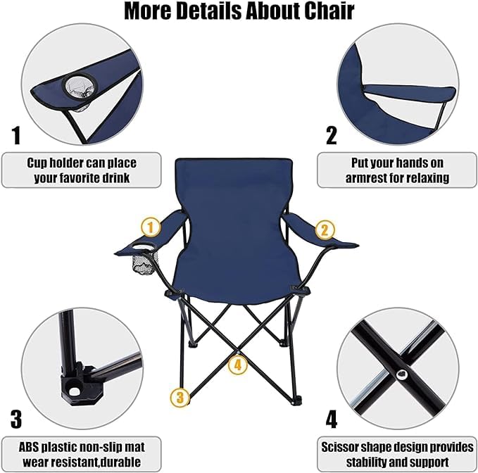 Flygon Camping Folding Chair Outdoor Garden Picnic Travelling Lawn Patio Outdoor Collapsible Chairs with Carrying Bag Polystyrene - Image 3