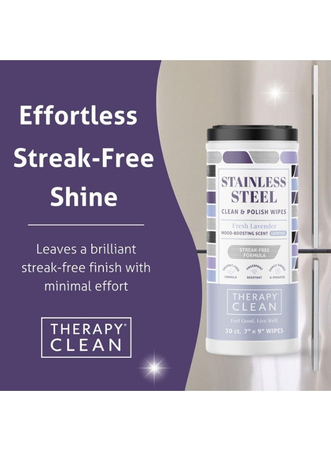 Therapy Stainless Steel Wipes, 30 Count (2 Pack) - Appliance Cleaner for Fridge, Dishwasher, Oven, Stove, Sink, Microwave, and More - Removes Smudges, Fingerprints, and Leaves a Streak-Free Shine - Image 2