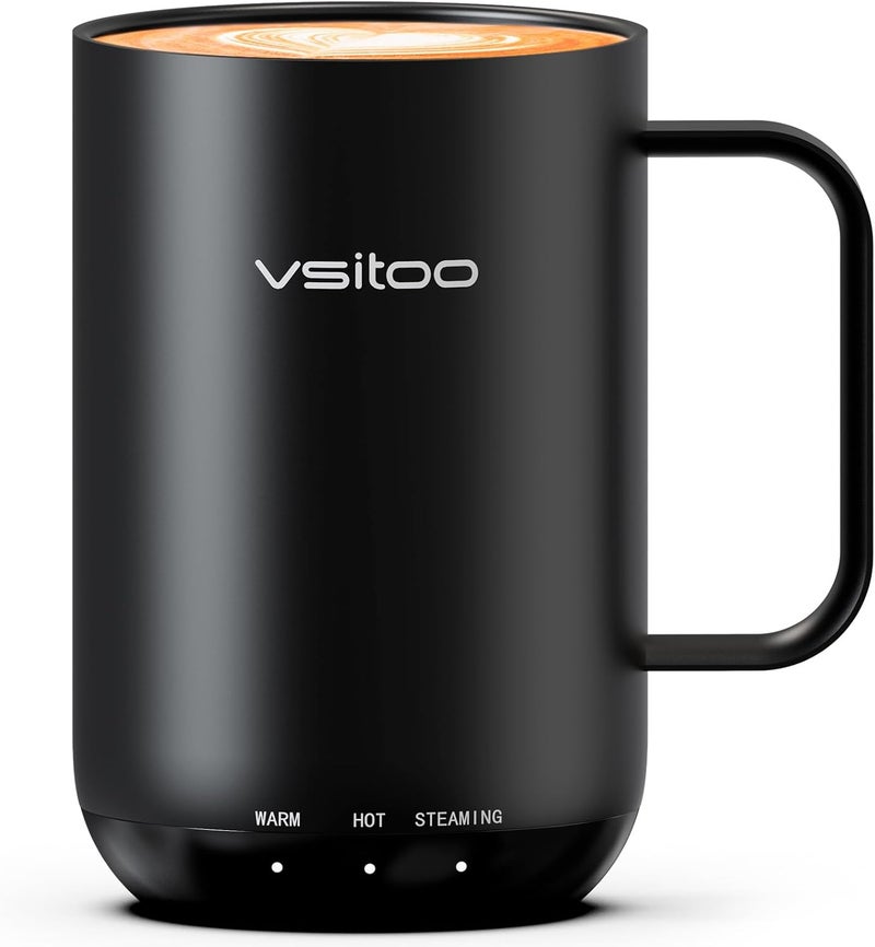 vsitoo S3 Ultra 20oz Self Heating Coffee Mug with Auto-Sensing AI, Large Capacity Rechargeable Smart Mug Warmer 120-150℉, IPX7 Waterproof, Home Office Gift for Women Men - Black - Image 1