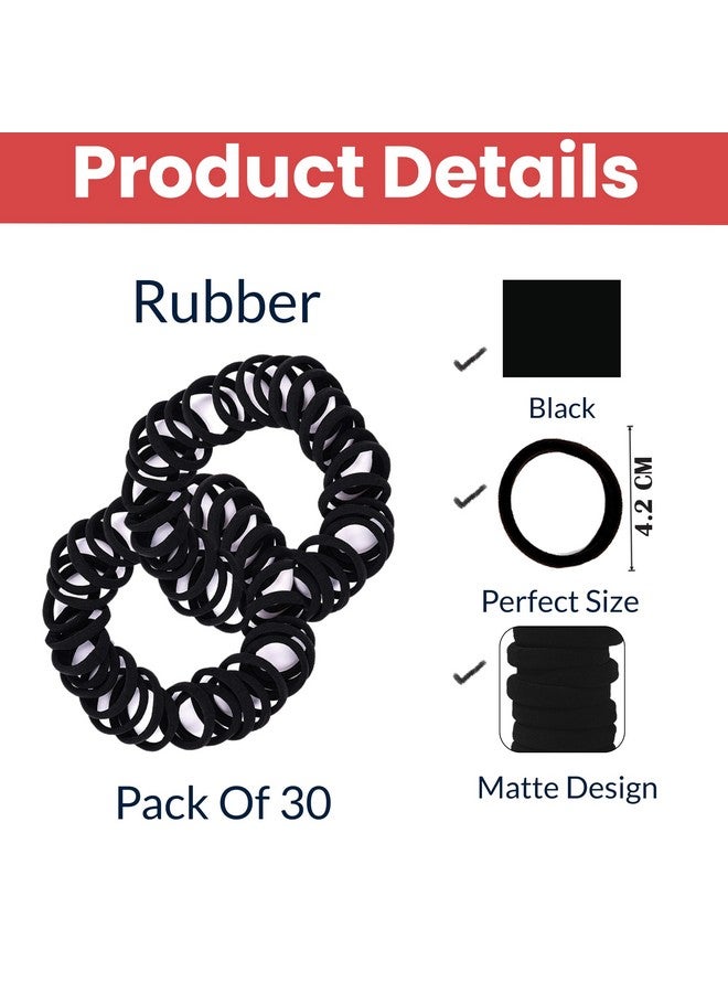 TEMPERIA (30 Pcs) Hair Band for Women & Girls - Elastic Ponytail Hairband Ties Accessories - Premium Rubber Band - Black (DN01) - Image 2