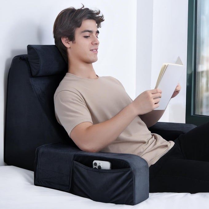 READING PILLOW FOR SITTING IN BED ADULT 21 LARGE BACK PILLOW FOR SITTING UP BED REST PILLOWS FOR RECLININGWATCHING TVREADINGGAMINGRESTING IN COUCH OR FLOOR BLACK