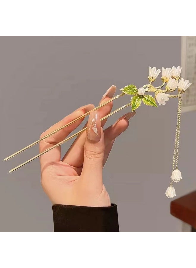 أمشاط شعر بتصميم فراشة، إكسسوارات شعر أنيقة بطابع قديم، دبابيس شعر صينية مع خرز متدلي للنساء.