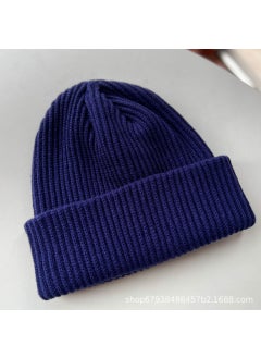 Generic Winter Warm Nylon Womens Knit Hat Pullover Wool Cap Korean Style Ins Cold Resistant Unisex Fashionable Breathable Hat Sapphire Blue 