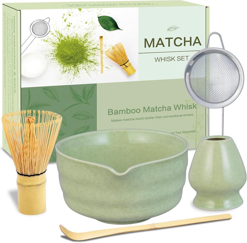 Collabell Matcha Whisk Set, Premium Ceramic Bowl with Spout, Bamboo Whisk, Chasen Holder, Sifter, Scoop, Complete Tea Making Kit for Matcha Lovers, Beginner Starter Set for Lump-Free Matcha Green Tea Gift - Image 1