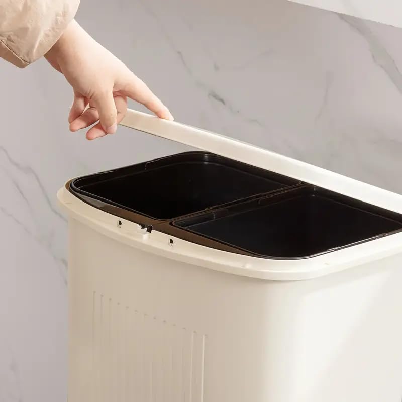 PROSFIA سلة مهملات مطبخ PROSFIA مع غطاء وسلة نفايات مزدوجة الطبقة منزلية - Image 3