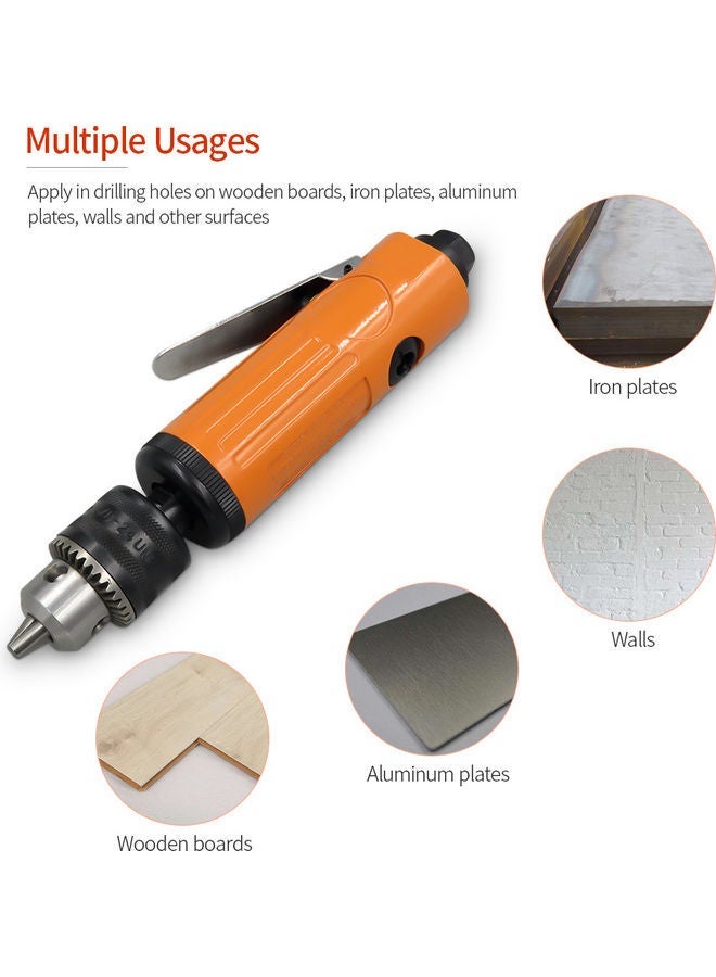 NIBEMINENT 3/8" Straight Air Drilling Machine Orange 22x5.5x7cm - Image 3