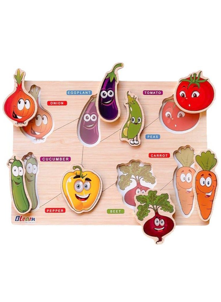 iLearn Vegetables Wooden Puzzle - Image 2