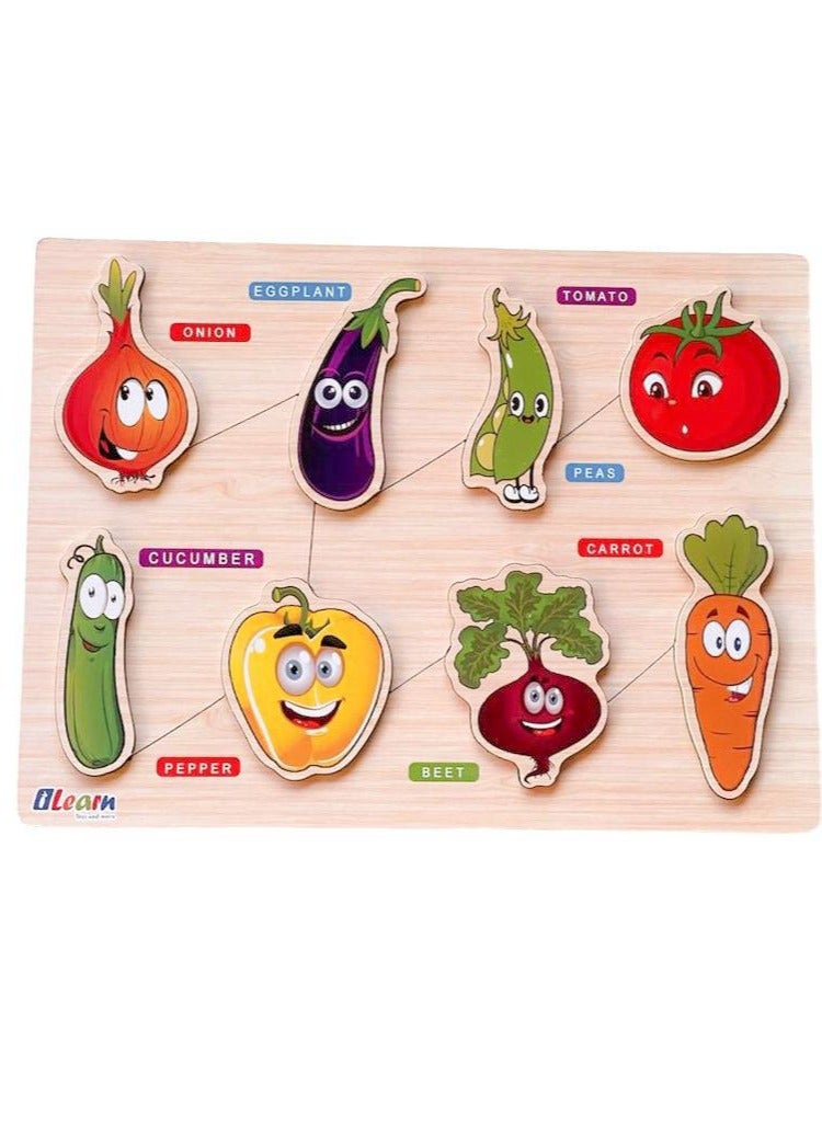 iLearn Vegetables Wooden Puzzle - Image 1