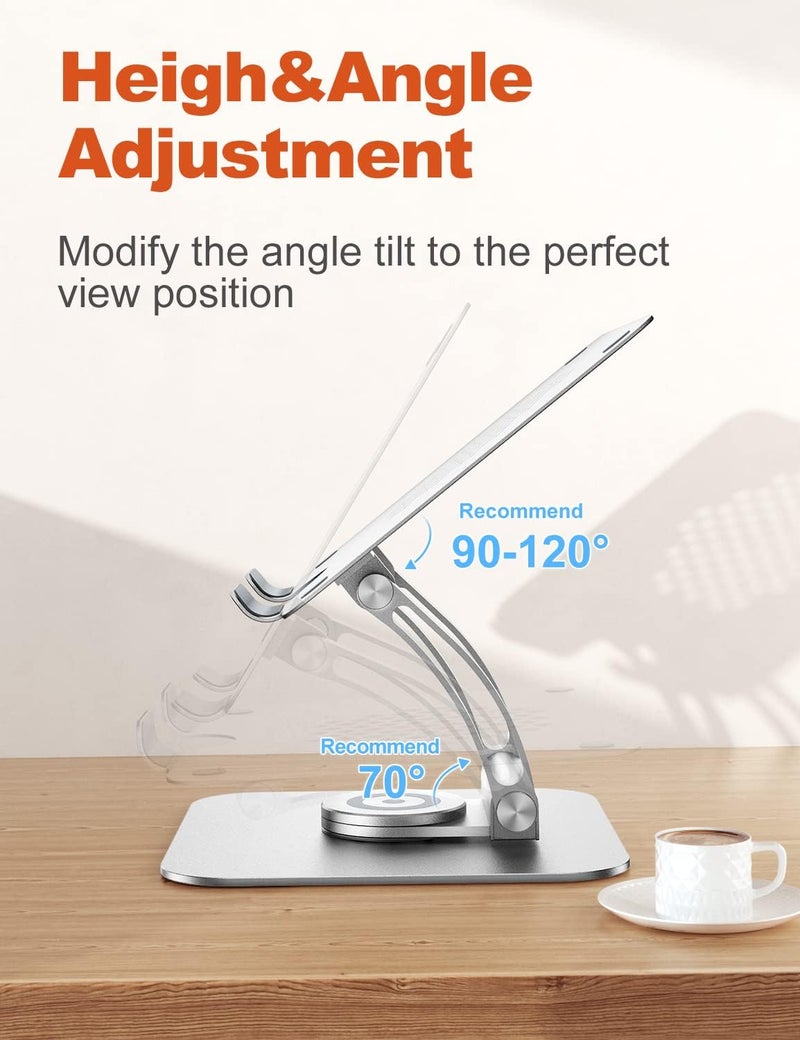 Adjustable Laptop Stand for Desk with 360° Rotating Base - Ergonomic Aluminum Riser for Laptops 10-16" (Silver) - Image 4