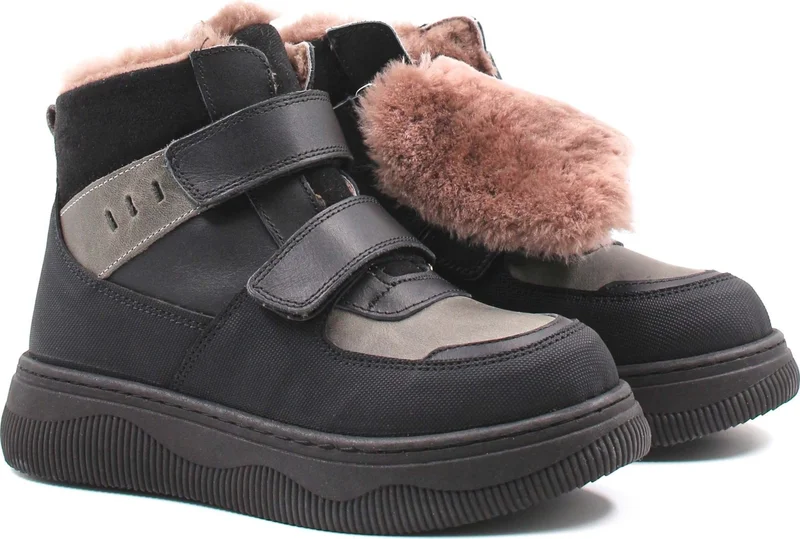 فاست ستيب Leather Fur Unisex Kids Classic Boots 157KXA2710