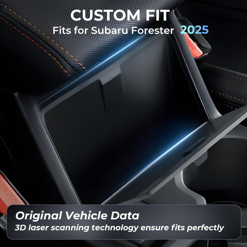 Katorn Center Console Organzier Tray for Subaru Forester 2026 2025, Interior Accessories Armrest Insert Hidden Storage Box for 2025-2026 Forester, Black - Image 2