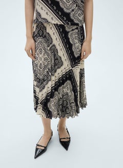 MANGO Paisley-Print Pleated Skirt  - Image 1