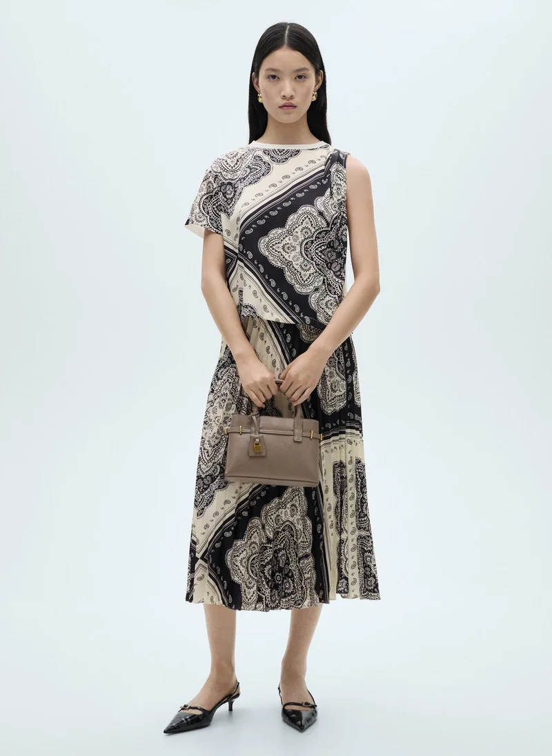MANGO Paisley-Print Pleated Skirt