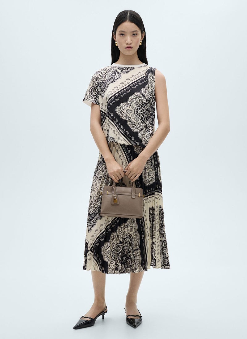 MANGO Paisley-Print Pleated Skirt  - Image 4