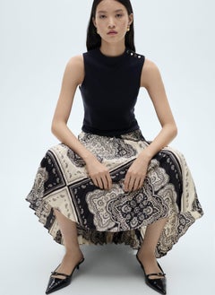 MANGO Paisley-Print Pleated Skirt  - Image 3